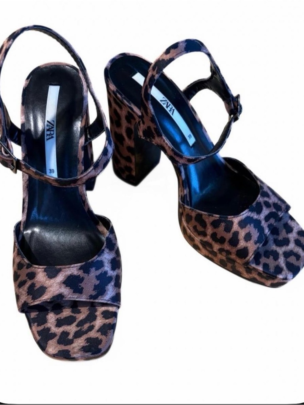 NWOT or original box Zara Leopard Print Block Heel Sandals